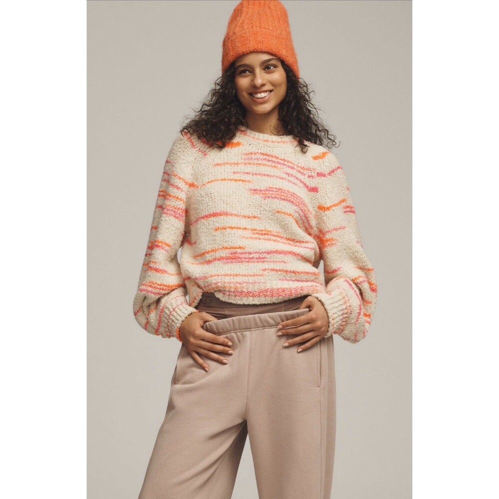 Anthropologie Pilcro Sweater Balloon Sleeve Crew Neck Comfy Preppy Size XS NWT